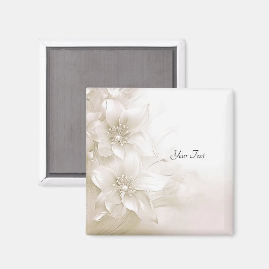 Aimant Fleurs Blanches Ivoire (Recto/Verso)