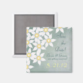 Aimant Fleurs Blanches Mignonnes Mariage Enregistrer la D (Recto/Verso)