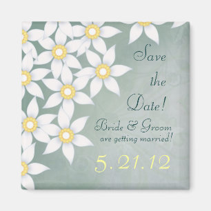 Aimant Fleurs Blanches Mignonnes Mariage Enregistrer la D