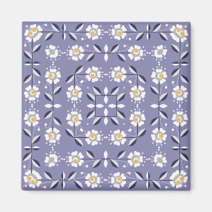 Aimant Fleurs blanches pastel bl, violet sans parfum