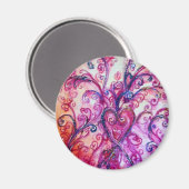 Aimant FLEURS BLANCHES rose vif pourpre blanc (Recto/Verso)