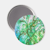 Aimant FLEURS BLANCHES vert vif bleu jaune (Recto/Verso)