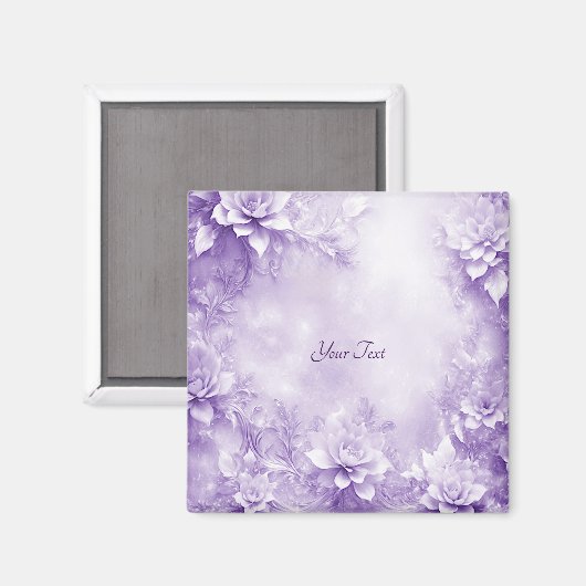 Aimant Fleurs Blanches Violettes (Recto/Verso)