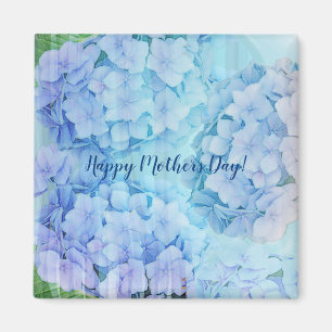 Aimant Fleurs bleues d'hortensia et texte fait sur