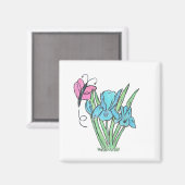 Aimant Fleurs bleues Iris (Recto/Verso)