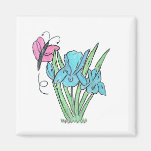 Aimant Fleurs bleues Iris