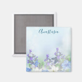 Aimant Fleurs bleues modernes (Recto/Verso)
