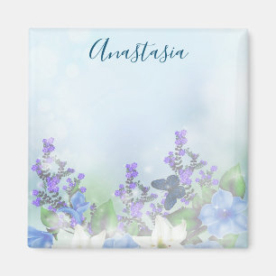 Aimant Fleurs bleues modernes
