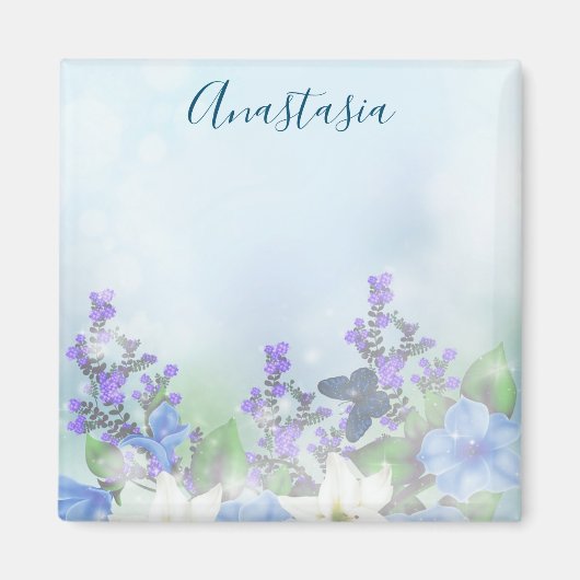 Aimant Fleurs bleues modernes (Devant)