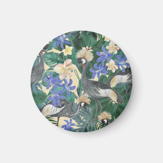 Aimant Fleurs Bleues Plumeria, Aquarelle Sans Couleur. (Devant)