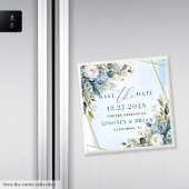 Aimant Fleurs Bleues Romantiques Eucalyptus Save The Date