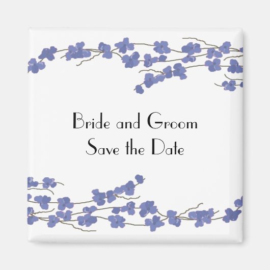 Aimant Fleurs Bleues Save the Date (Devant)