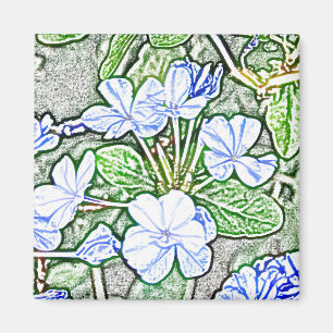 Aimant fleurs bleues sur le plante vert de plumbago de