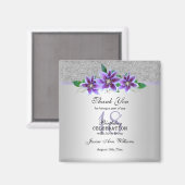 Aimant Fleurs Clematis et Argent Classy 18e anniversaire (Recto/Verso)