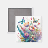 Aimant Fleurs, cœurs et papillons (Recto/Verso)