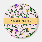 Aimant Fleurs colorées, Arrière - plan rose, Jaune (Devant)