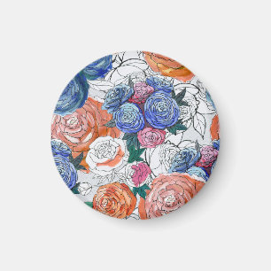 Aimant Fleurs colorées : Vibrant Motif sans couture