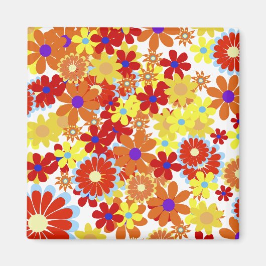 Aimant Fleurs Cool fines mignonnes Fille Rétro Floral (Devant)