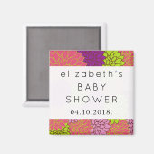 Aimant Fleurs Dahlia, Fleurs Colorées, Baby shower (Recto/Verso)