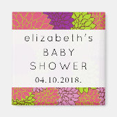 Aimant Fleurs Dahlia, Fleurs Colorées, Baby shower (Devant)