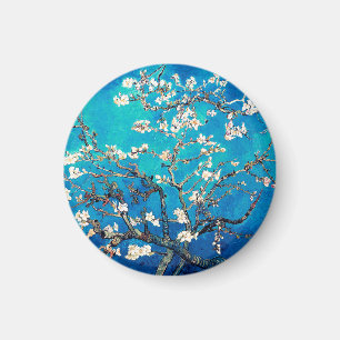 Aimant Fleurs d'amandier de Van Gogh turquoise vif