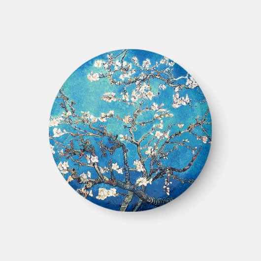 Aimant Fleurs d'amandier de Van Gogh turquoise vif (Devant)