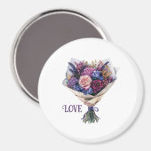 Aimant Fleurs d'amour rose violet (Recto/Verso)
