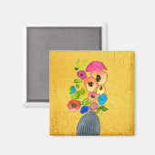 Aimant Fleurs d'aquarelle florale dans le vase (Recto/Verso)