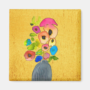 Aimant Fleurs d'aquarelle florales dans le vase