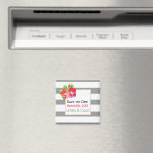 Aimant Fleurs d'aquarelle, mariage rayé Enregistrer la da (In Situ (Lave-vaisselle))