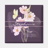 Aimant Fleurs D'Aquarelle Misty Avec Plum Papillon (Devant)