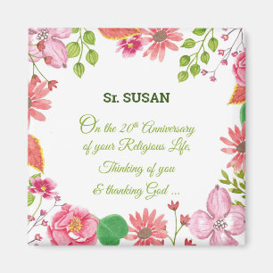 Aimant Fleurs d'aquarelle religieuses du 20e anniversaire
