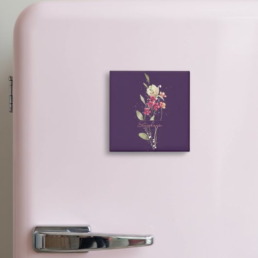 Aimant Fleurs d'aquarelle simples et élégantes Plum viole
