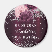 Aimant Fleurs d'argent bourgogne anniversaire enregistrer (Devant)