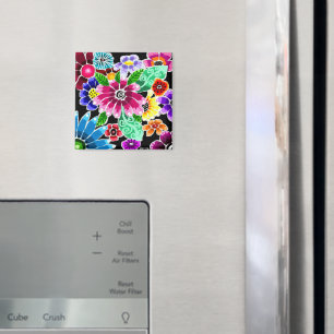 Aimant Fleurs d'art folklorique génoise multicolore