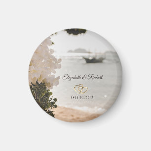 Aimant Fleurs de bateau à voile Mariage sur la plage