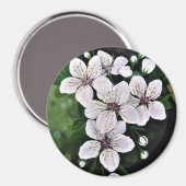 Aimant Fleurs De Cerise Blanche En Acrylique (Recto/Verso)