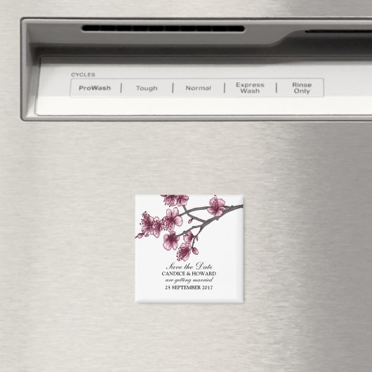 Aimant Fleurs de cerise rose simple Enregistrer l'aimant (In Situ (Lave-vaisselle))