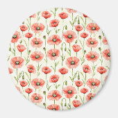 Aimant Fleurs de coquelicot rouges (Devant)