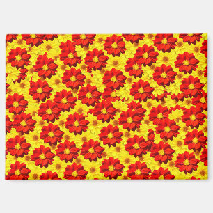 Aimant Fleurs de dahlia rouges et jaunes