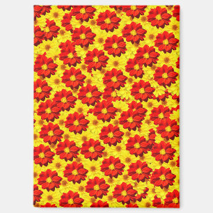 Aimant Fleurs de dahlia rouges et jaunes