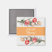 Aimant Fleurs de Fête des Mères Tulipes Aquarelle. (Recto/Verso)