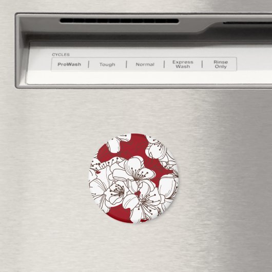 Aimant Fleurs de fleurs de pomme blanche dessinées à la m (In Situ (Lave-vaisselle))