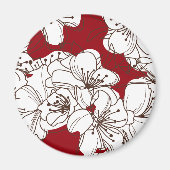 Aimant Fleurs de fleurs de pomme blanche dessinées à la m (Devant)