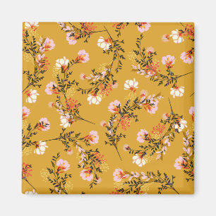 Aimant Fleurs de fond jaune