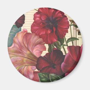 Aimant Fleurs de Gloire du Matin Vintage dans le Jardin