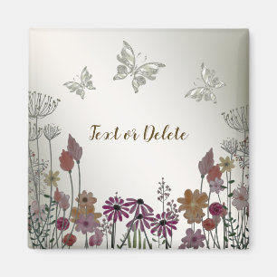 Aimant Fleurs de jardin colorées Papillons Golden Rustic