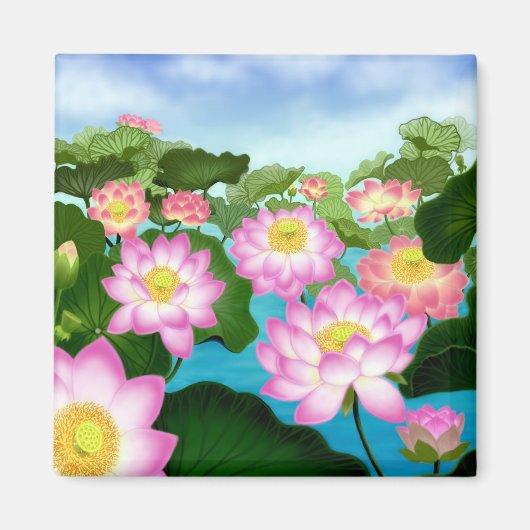Aimant Fleurs de Lotus Sacrées (Devant)