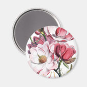 Aimant Fleurs de Magnolia Rose (Recto/Verso)