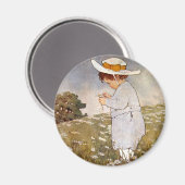 Aimant Fleurs de marguerites de cueillette d'enfants anti (Recto/Verso)